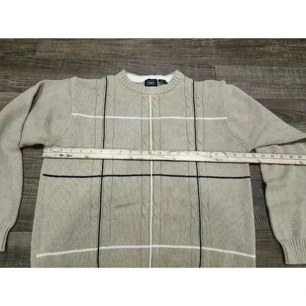 VTG Haggar Cotton Knit Pullover Sweater Mens Size XL Beige Navy Blue White - Picture 6 of 7